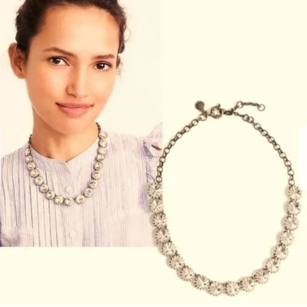 J. Crew Necklace Excellent Brulee Clear Rhinestone Crystal Statement